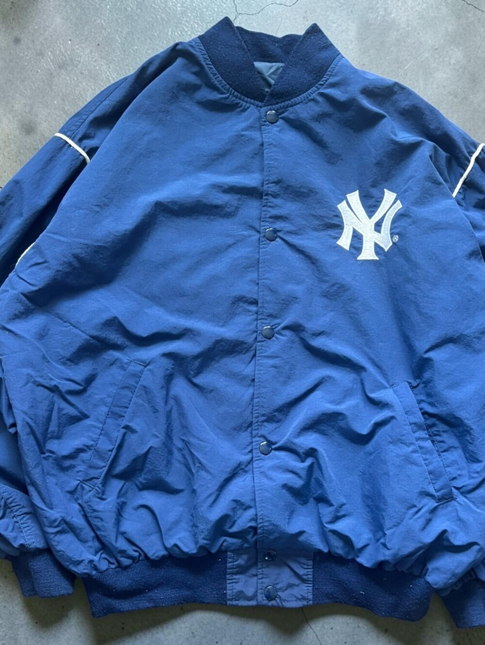 Vintage 90s New York Yankees Starter MLB Button Up Nylon Bomber Jacket Mens XL
